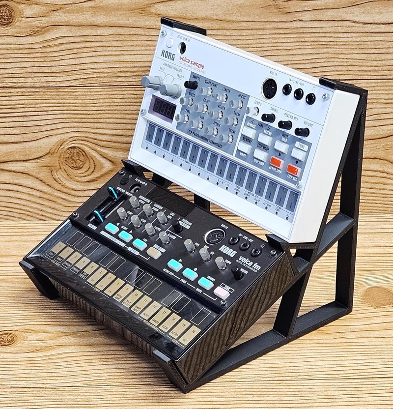 The Analog Source حامل مكتب أسود من طبقتين لجهاز Korg Volca Beats Bass FM Keys Nubass Loop Sample Synthesizer Mixer Drum Rhythm Machine Sampler - Image 1